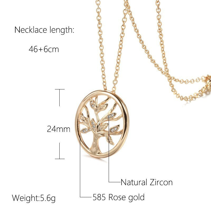 Luxus  Halskette mit Anhänger 585er Rolled Roségold Walzgold Baum mit Zirkonia8