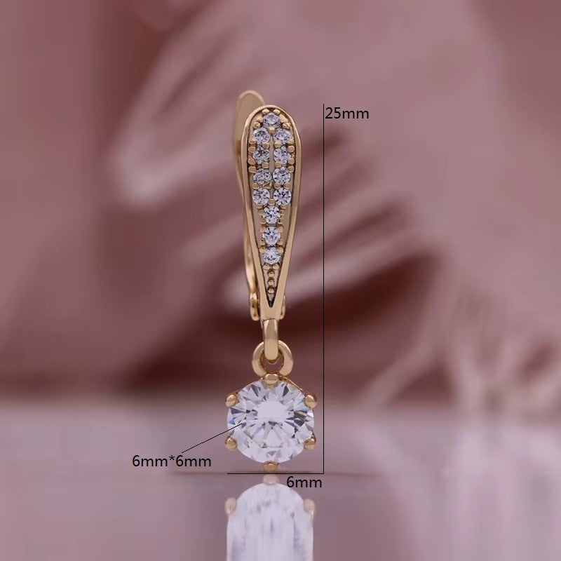 Damen Ohrringe Zirkon 585 Rose Gold vergoldete Ohrringe Frau charmante Creolen2