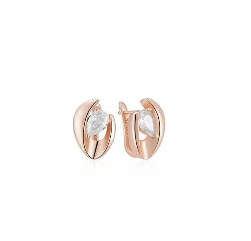 Luxus Damen Roségold Ohrringe Einfache Glänzende Große Natürliche Zirkon Ohrring4