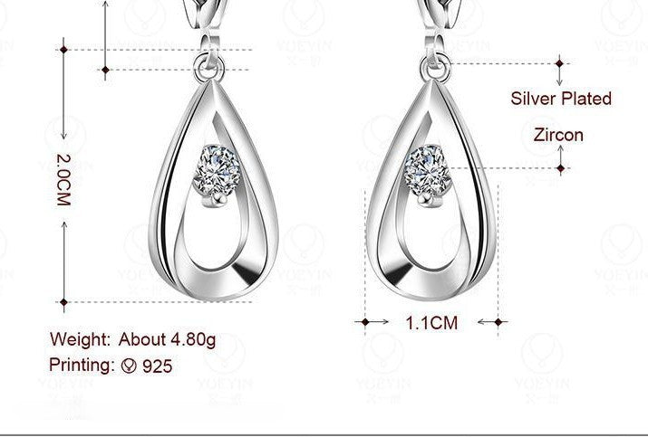 Silber Wassertropfen Ohrringe für Frauen, Zirkonohrringe, hohle Diamantohrringe2