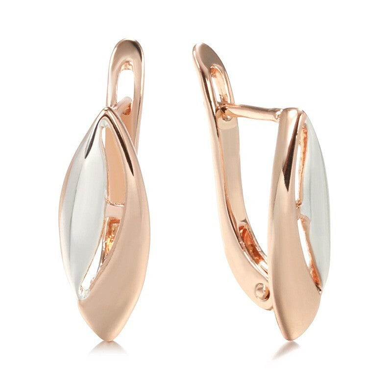 Luxus Damen Ohrringe 585RG Roségold zweifarbig Pfirsichherz Design3