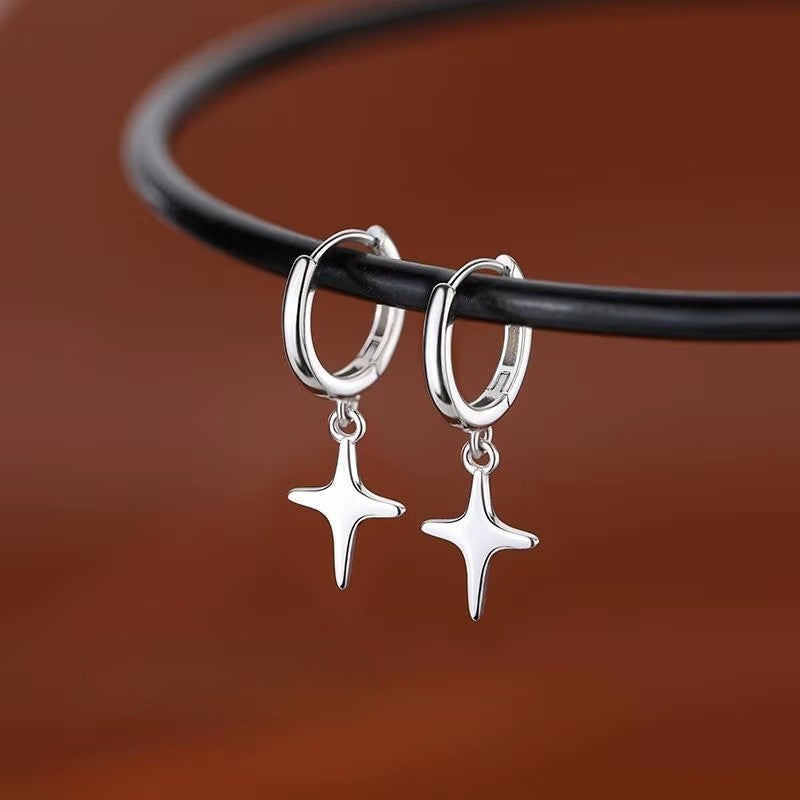 Ohrringe Creole 925 Sterling Silber Sternförmige Ohrringe Hüpfen personalisierte0