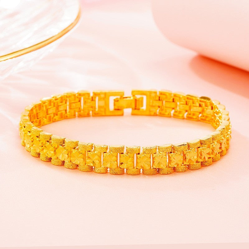 Armband Armreif Gold 24K Damen Herren robuste und farbbeständige Uhrenschließe7