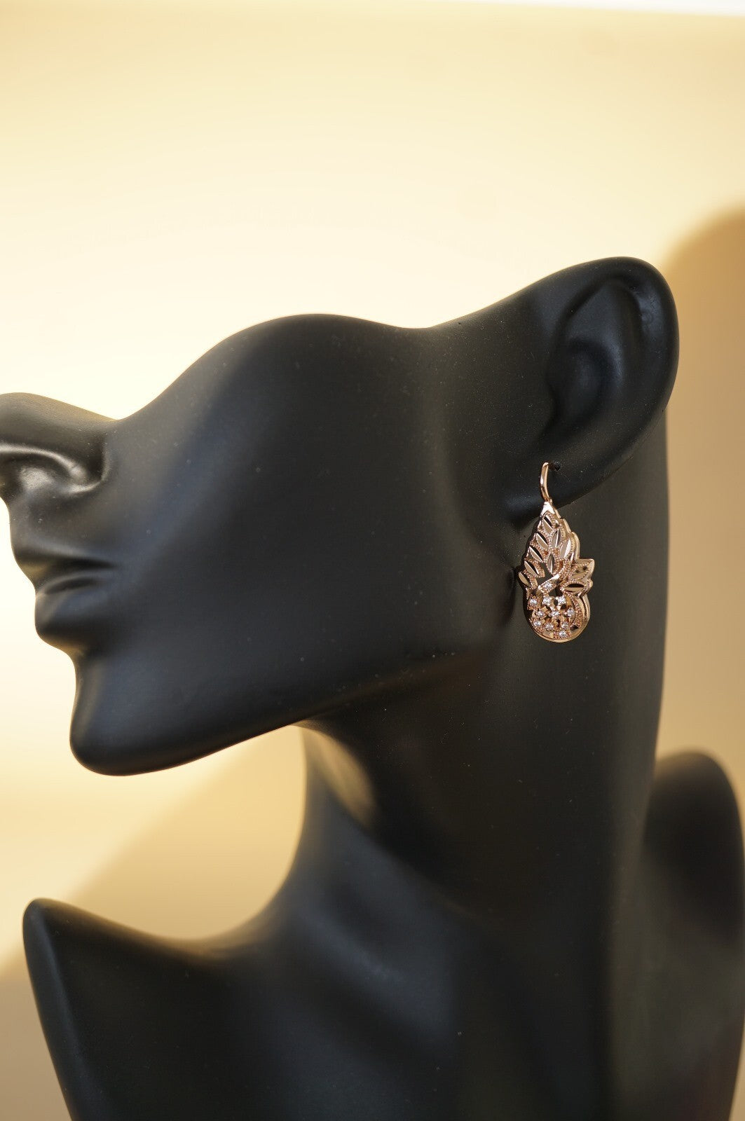 Luxus Damen Blume Ohrringe Creole 585 Rose Gold beschichtet ModeSchmuck4