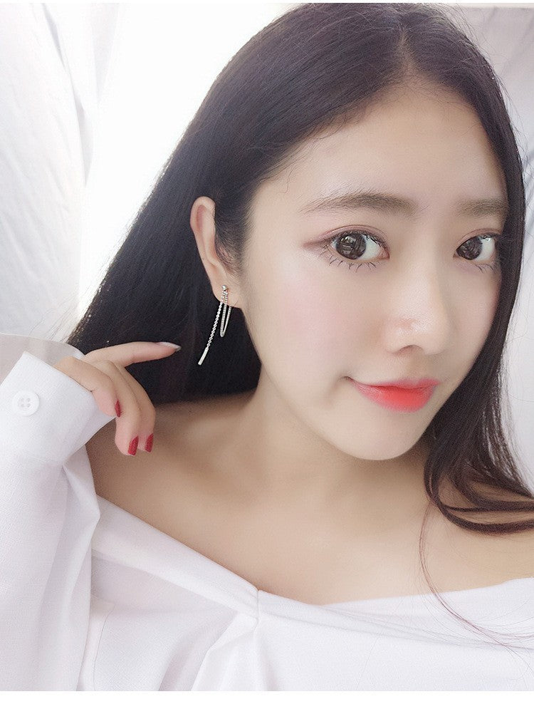 Ohrringe Ohrstecker aus 925er Sterlingsilber, schlichte Ohrstecker mit Quastenve4