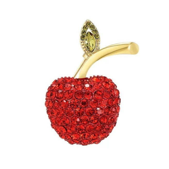 Niedliche Rot Apfel-Brosche, luxuriöser Damenschmuck, blickdichte Brosche5