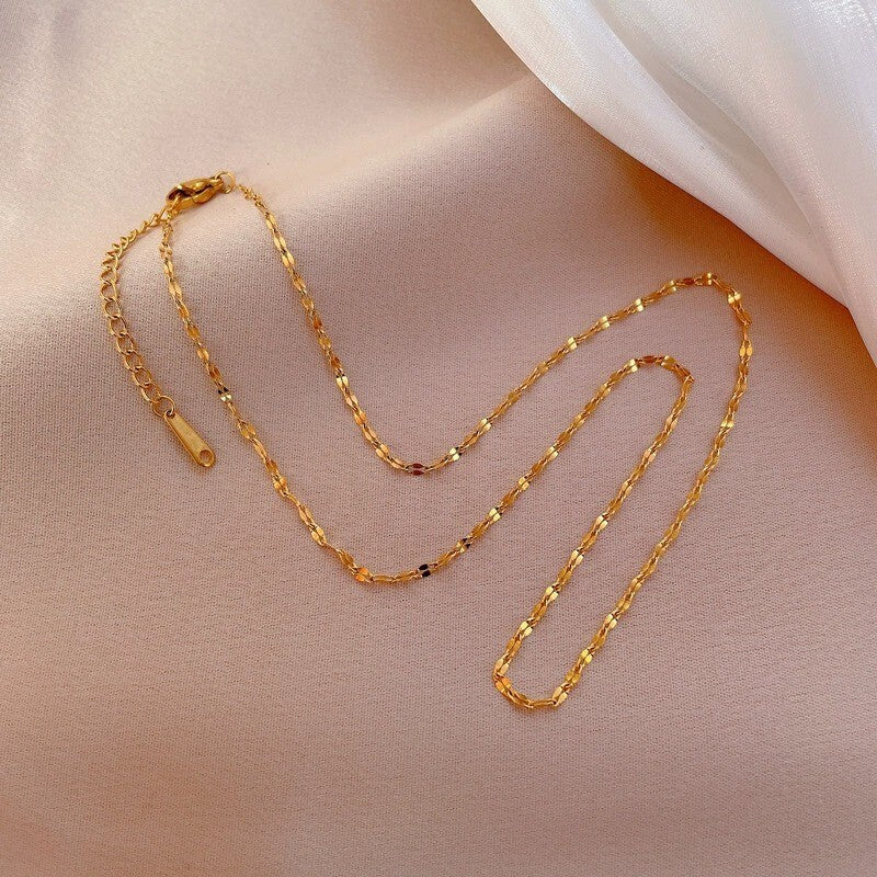 Damen Herren Halskette Edelstahl 18K vergoldet 40+5 cm 2 mm Schmuck Kette2