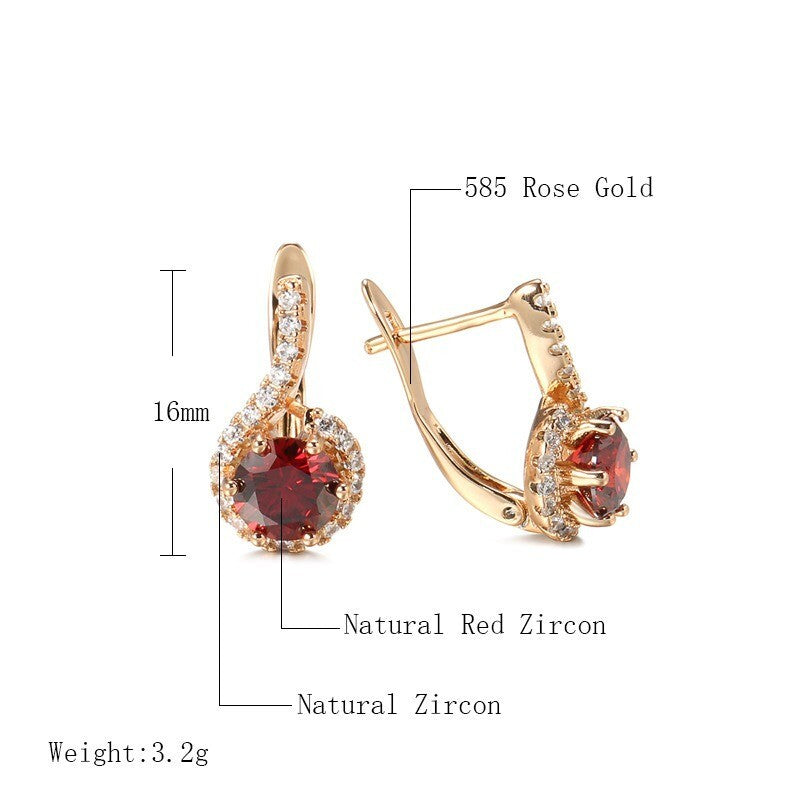Luxus Ohrringe Creolen Zirkonia Kristall Rot 585 Rolled Roségold überzogen Damen1