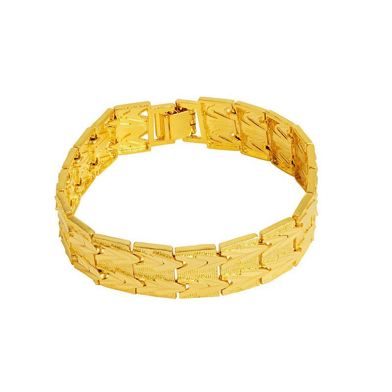 Damen Herren Armband Gold Panzerkettenarmband Vietnamesisches, vergoldetes 21cm6