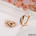 Luxus Damen Ohrringe Creolen Schwarze/Weiß Zirkon Kristal 585RG Roségold überz0