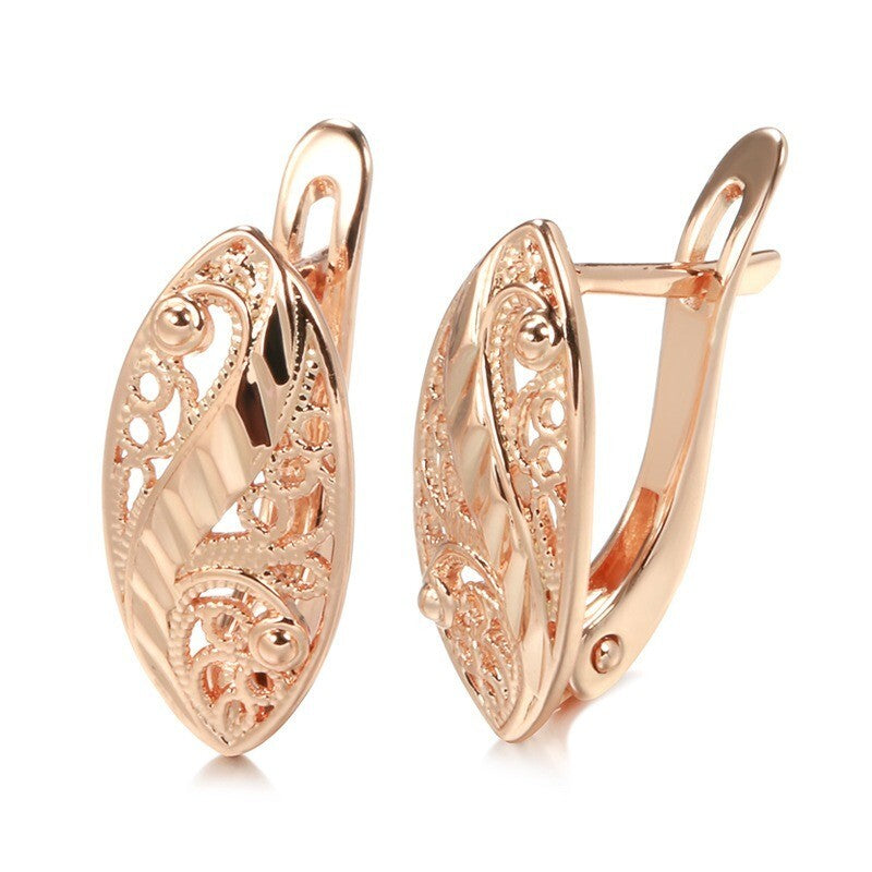 Luxus Damen Ohrringe 585 Rose Gold mit Hohlmuster für Frauen im kalten Stil, Oh4