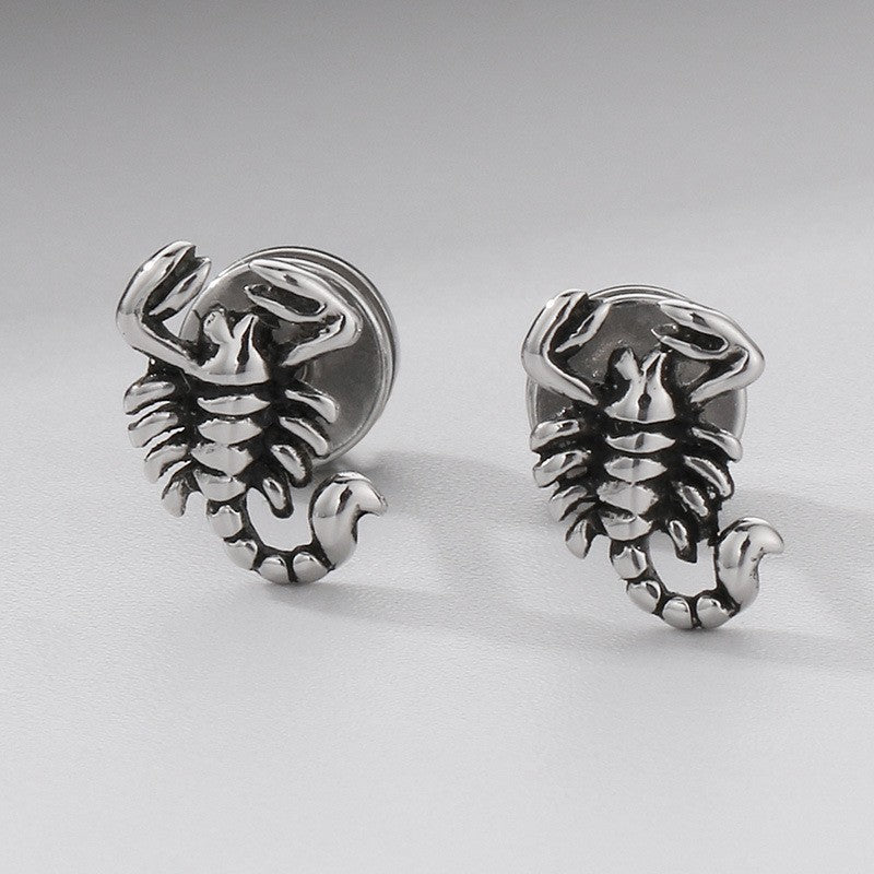 Herren Scorpion King Ohrstecker Ohrringe Edelstahl, Gotische Biker Punk, Schraub3