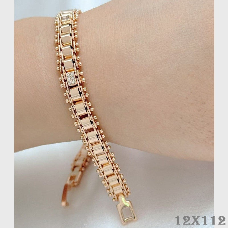 Luxus Damen Armbänder 585RG Naturstein und Kristall Rose Gold 20,5cm0