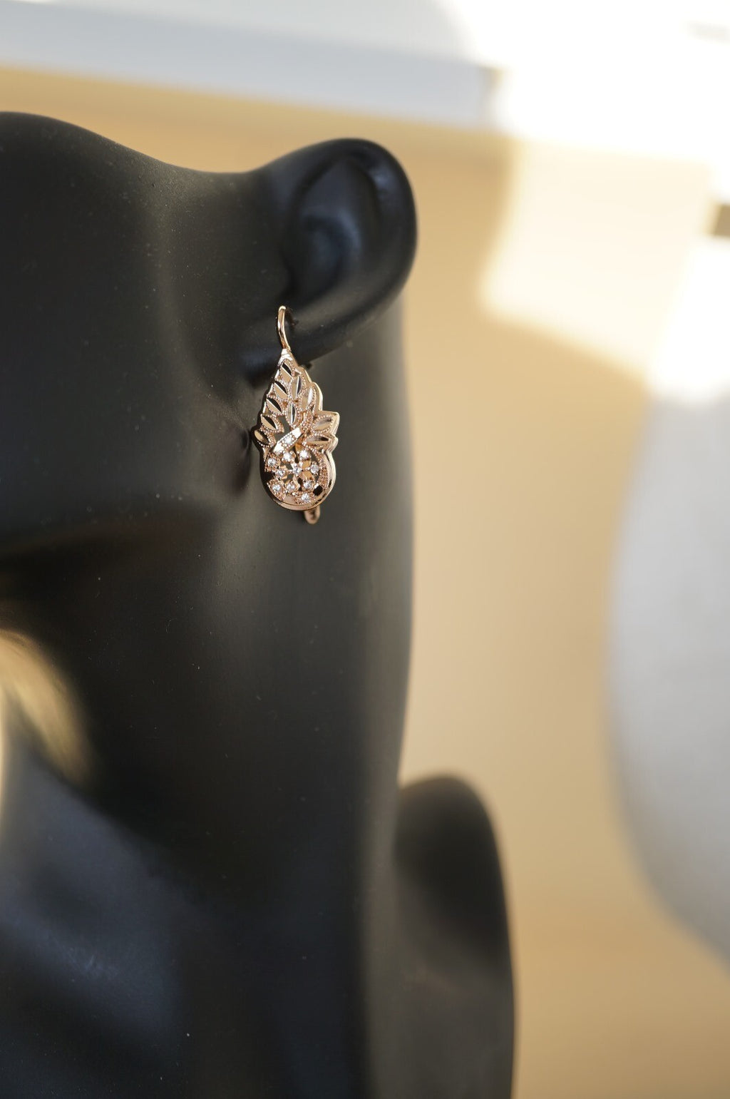 Luxus Damen Blume Ohrringe Creole 585 Rose Gold beschichtet ModeSchmuck6