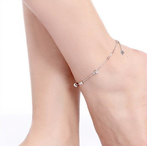 925er Sterling Silber-Fußkettchen, Damen-Fußkettchen mit Stern- und Mond Motiv9