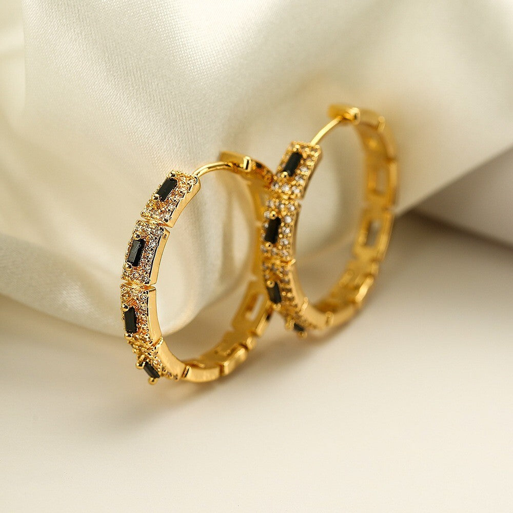 Schöne Damen Ohrringe Echtgold galvanisieren Aogu leichte Luxus Zirkon geometr2
