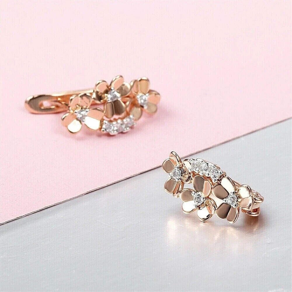 Kleeblatt-Ohrringe Zirkon in Roségold -Plattierung,Geschenk2