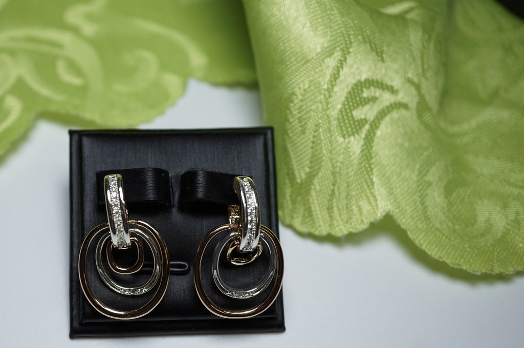 Luxus Damen zweifarbige Ohrringe aus 14-karätigem Roségold hochwertige vergoldet1