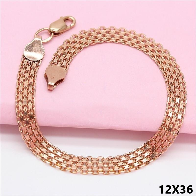 Rose Gold Armkette Massiv 6MM Armband Herren Damen vergoldet armreif0