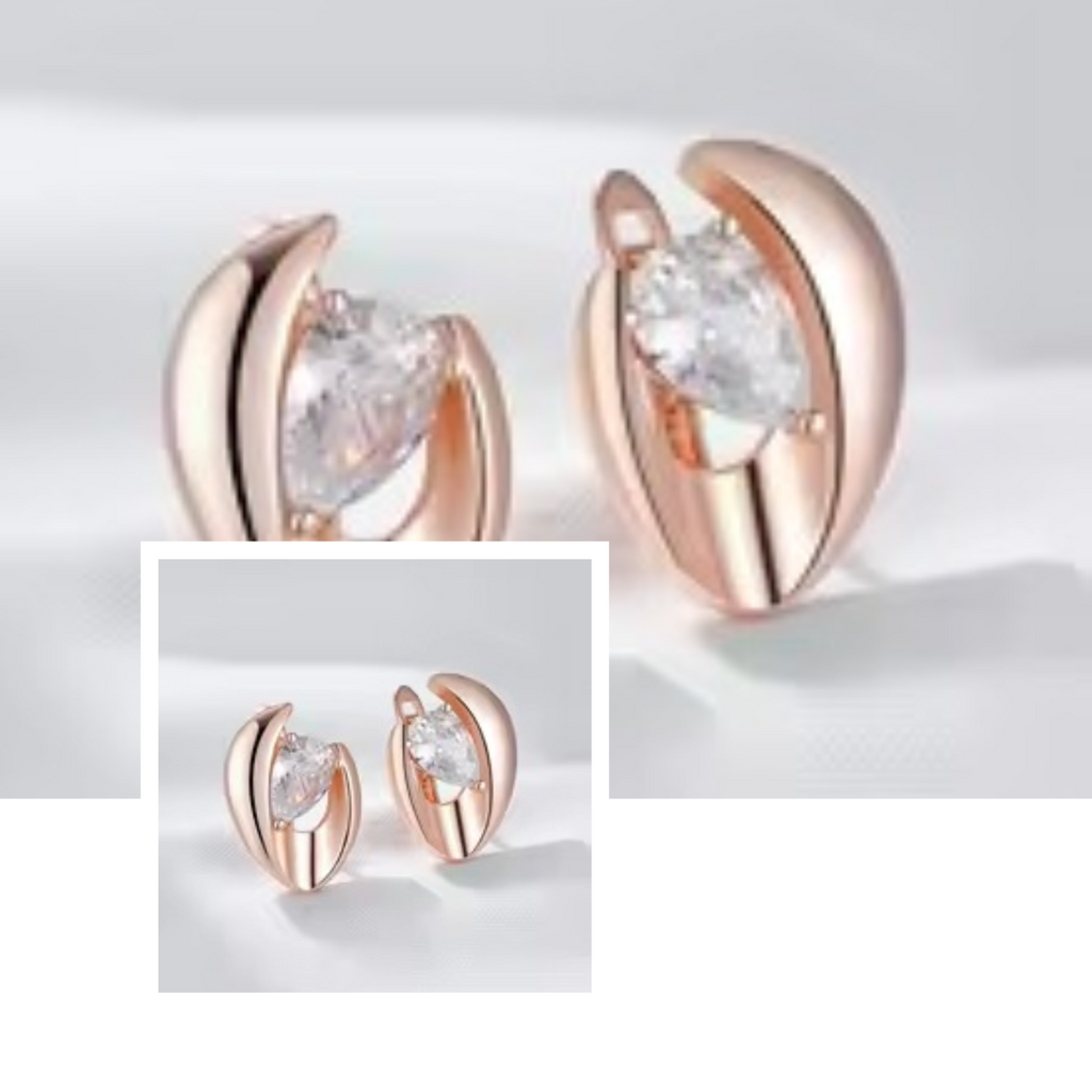Luxus Damen Roségold Ohrringe Einfache Glänzende Große Natürliche Zirkon Ohrring3