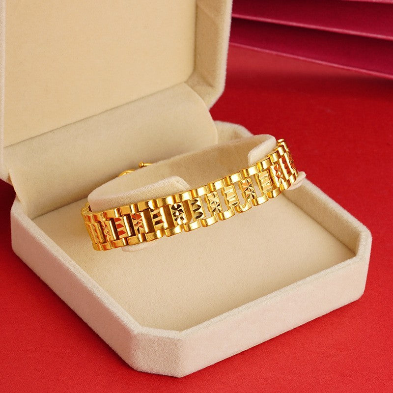 Luxus Armband Gold SandgoldArmband mit Tankkette, breite Ausführung für Damen u4