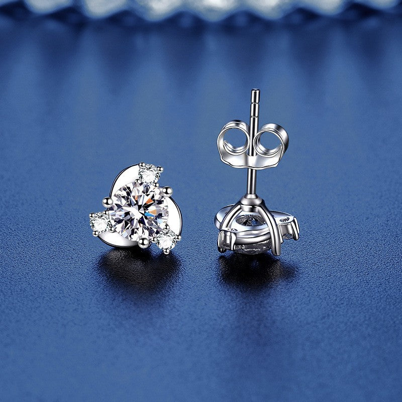 925 Sterlingsilber Damen Ohrringe OhrStecker 50 Punkte [Zirkon] schlichte1