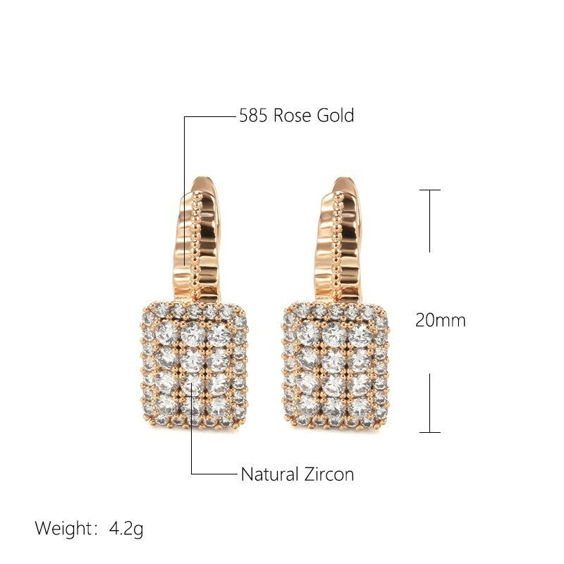 Luxus Ohrringe Creolen Micro Intarsien Zirkon Kristalle 585 Rolled Roségold über3