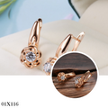 LuxusDamen Ohrringe Blumen 585 Rolled Roségold überzogen Weiß Zirkon für Damen0