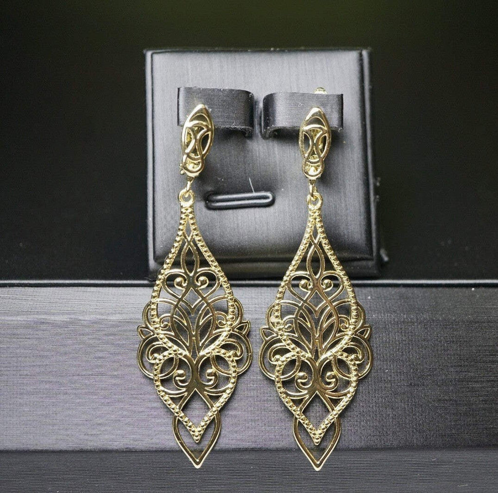 Damen Clip-On Tropfen Ohrringe mit 14K Gold platiert2