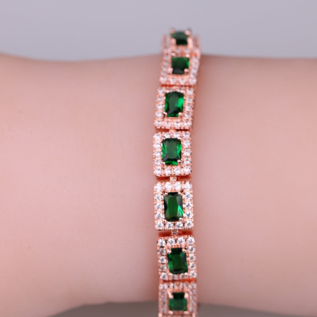 Luxus Damen Armband Rose Gold Grün Zirkon Armband modische Damen Armband voller4