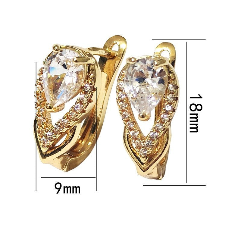 Minimalistische Damen Ohrringe Gold Farbe exquisite, tropfenförmige ZirkonOhrri2