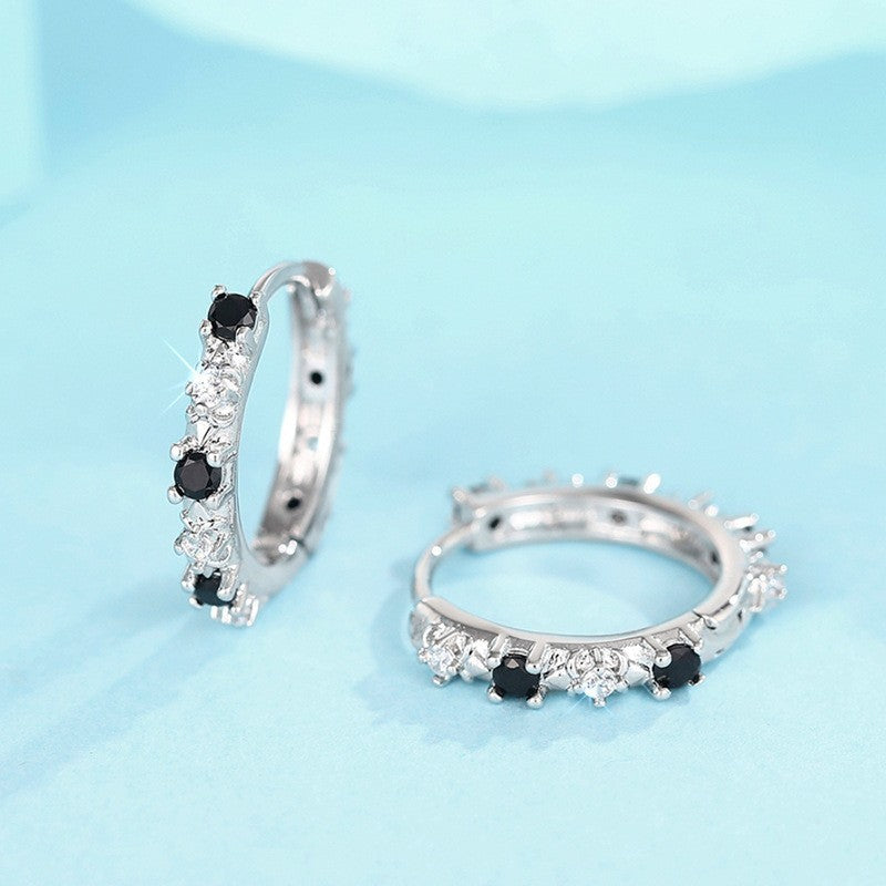 Ohrringe Creole 925er Sterling Silber Zirkonia für Damen, trendige Creolen8