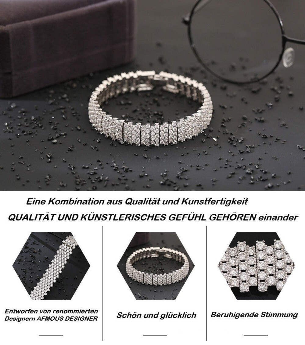 Tennis Armband Bracelet 18K in Weissgold Farbe mit Natürlich AAA Zirkon Kristall1