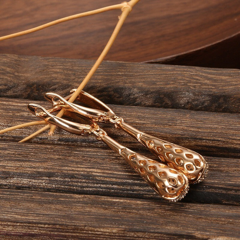Luxus Damen Ohrringe 585 Roségold vergoldet Kristall Design Geschenk4