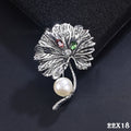 Kreative Damen LotusblattBrosche, exquisite LuxusLegierung, Perlenpflanze0