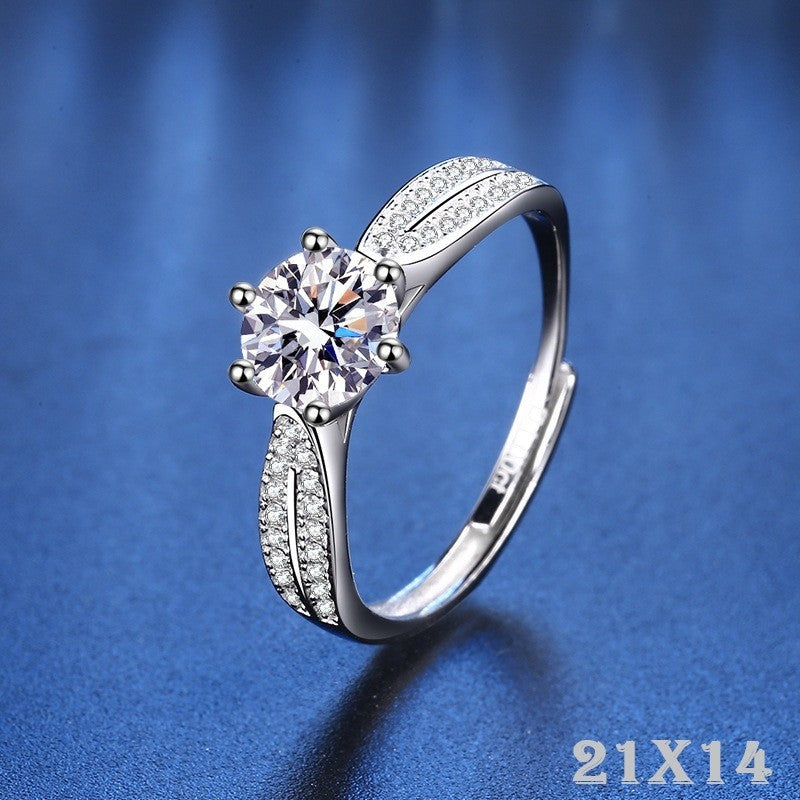 925er Sterlingsilber Damen Ring, 1Karat Zirkon, Star QueenRing offener Diamant8
