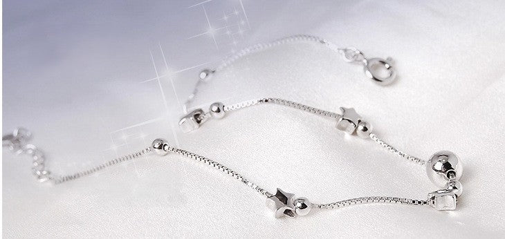 925er Sterling Silber-Fußkettchen, Damen-Fußkettchen mit Stern- und Mond Motiv1