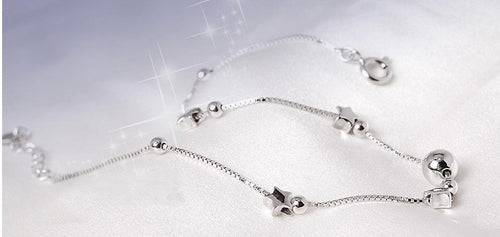 925er Sterling Silber-Fußkettchen, Damen-Fußkettchen mit Stern- und Mond Motiv1