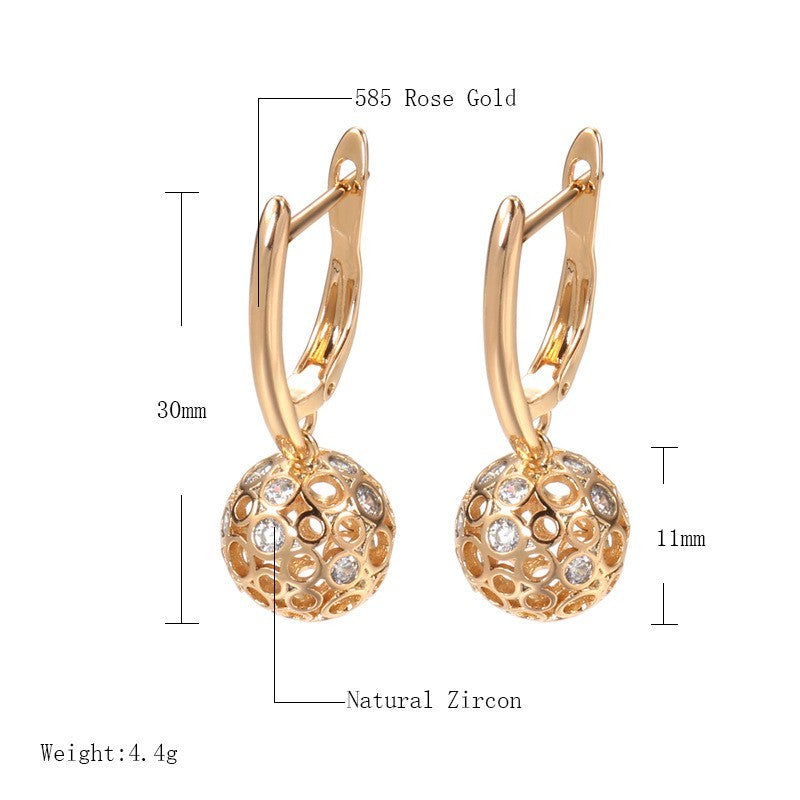 Damen Ohrringe Kugelohrringe 585RG Roségold, mit natürlichen Zirkonia4