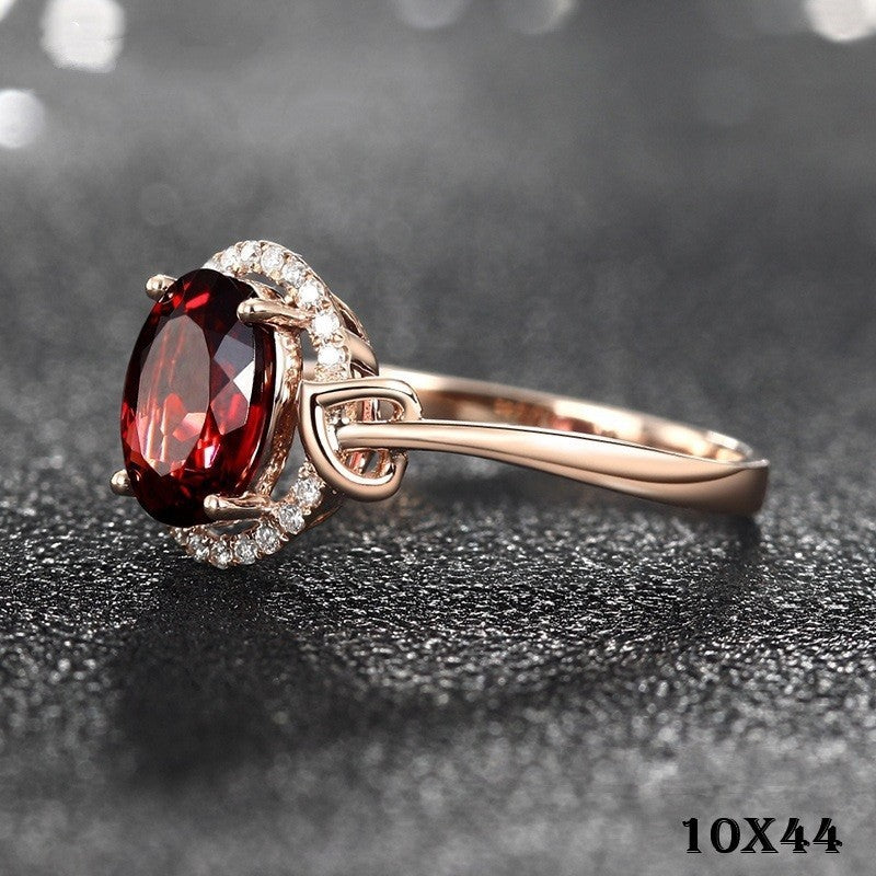 Luxus Damen Ring 18K Rosévergoldeter Rotem Kristall ImitationsRubin Verstellbar0