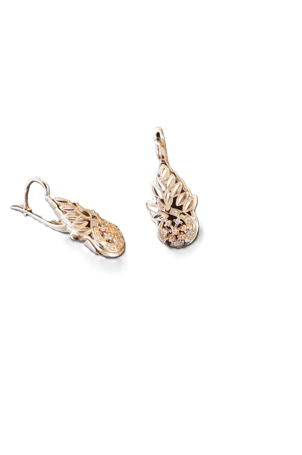 Luxus Damen Blume Ohrringe Creole 585 Rose Gold beschichtet ModeSchmuck15
