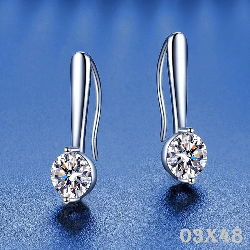 Ohrhaken 925 Sterlingsilber Ohrringe mit einem einzelnen 1 Karat ZirkonDiamant5