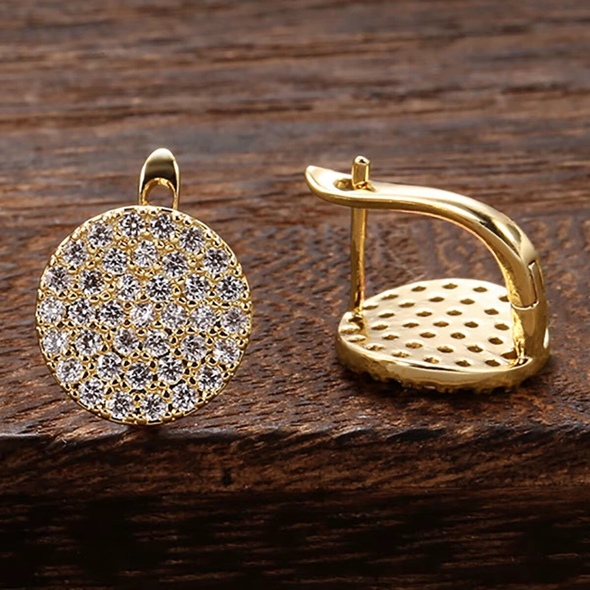 Luxus Ohrringe Creole Zirkonia Kristall simulierte Moissanite 18K Gold überzoge5