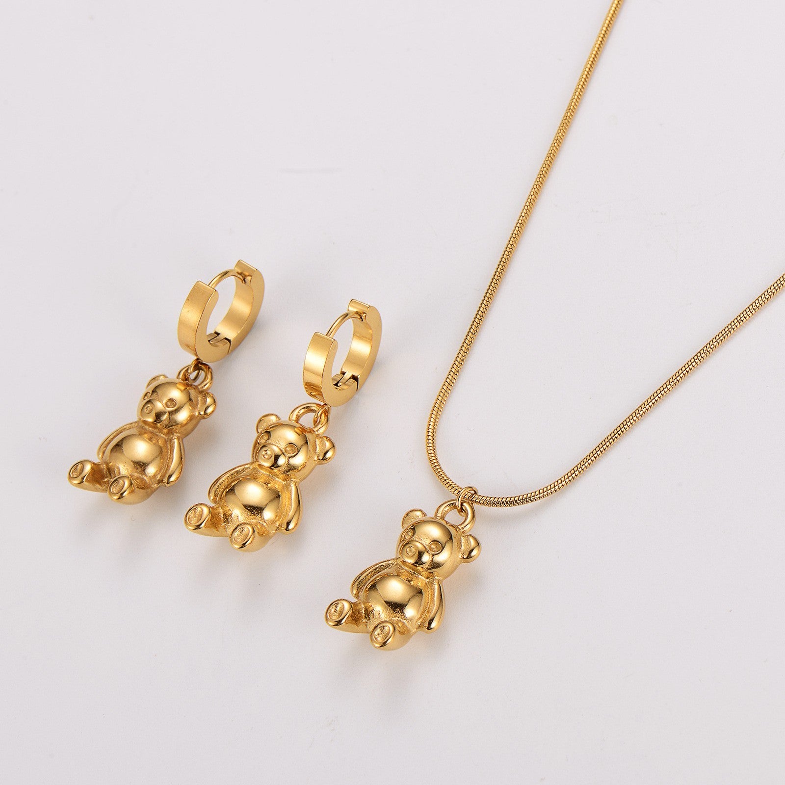 BärenOhrringSet Edelstahl Gold 18K kreativer und vielseitiger Schlangenknoch9