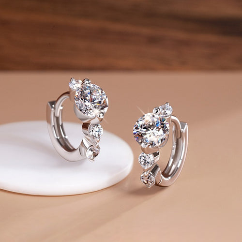 925S Silber Damen Ohrringe Creole Zirkonia funkelnde ZirkoniaCreolen, Schmuck0