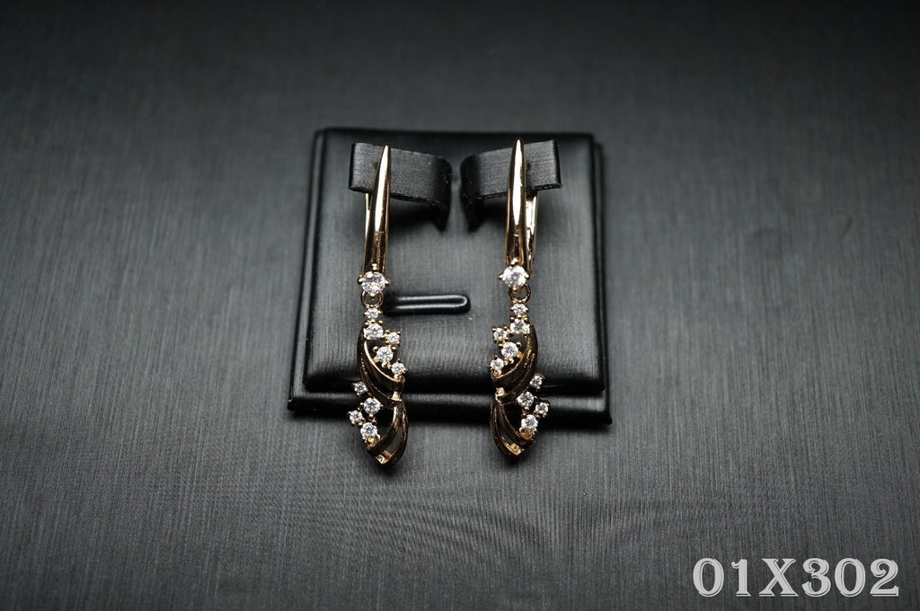 Damen Ohrringe Roségold (vergoldet) geschwungenen floralen ZirkoniaAkzenten – E14