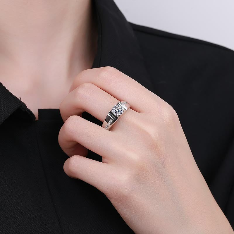 Herren Ring 925 Sterling Silber 1 Karat Zirkonia Ehering stilvoll verstellbar7