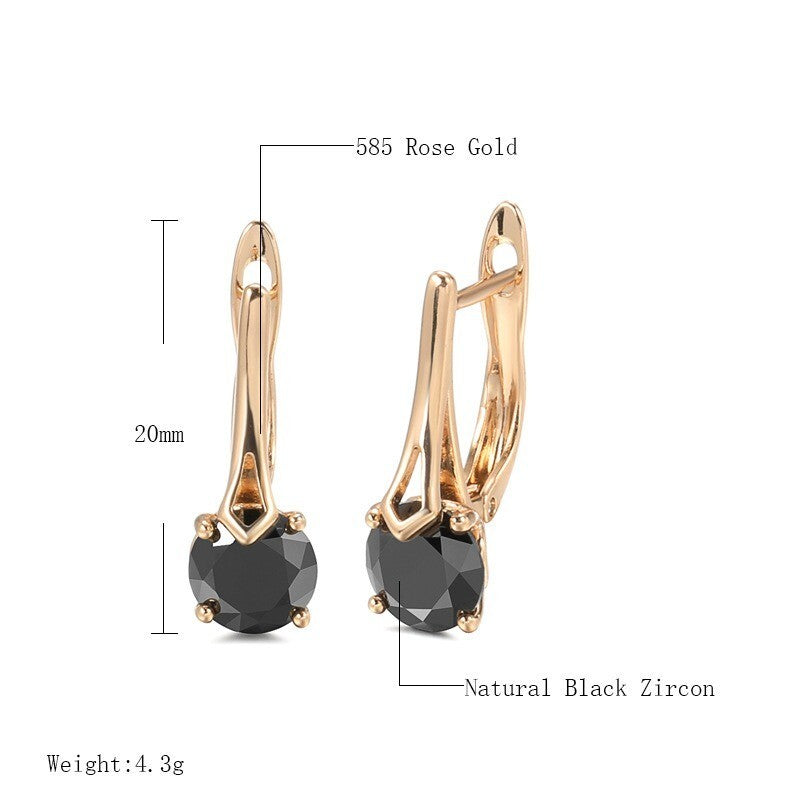 Luxus Damen Ohrringe Schwarze Natürliche Zirkon Clips Ohrringe für Frauen Trend1