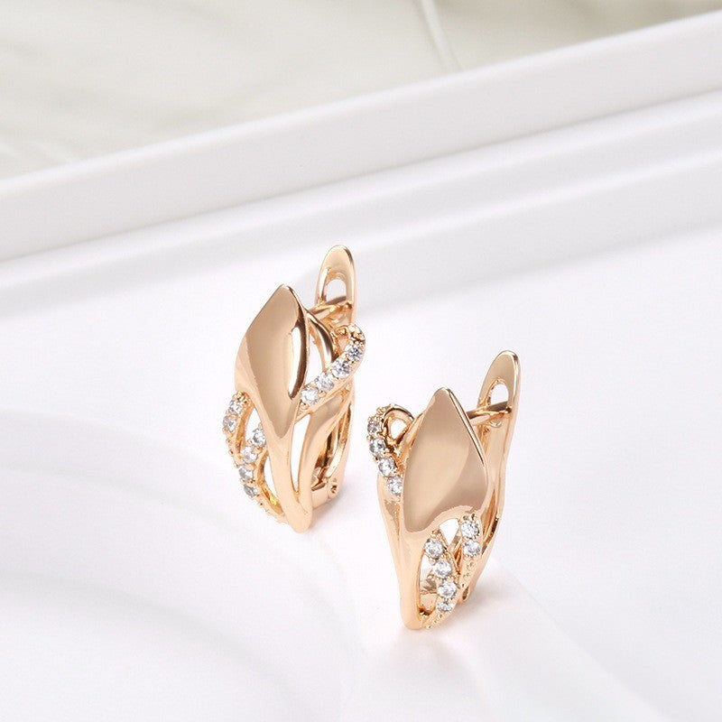 Luxus Ohrringe 585 Rolled Roségold überzogen mit CZ für Damen Geschenk2