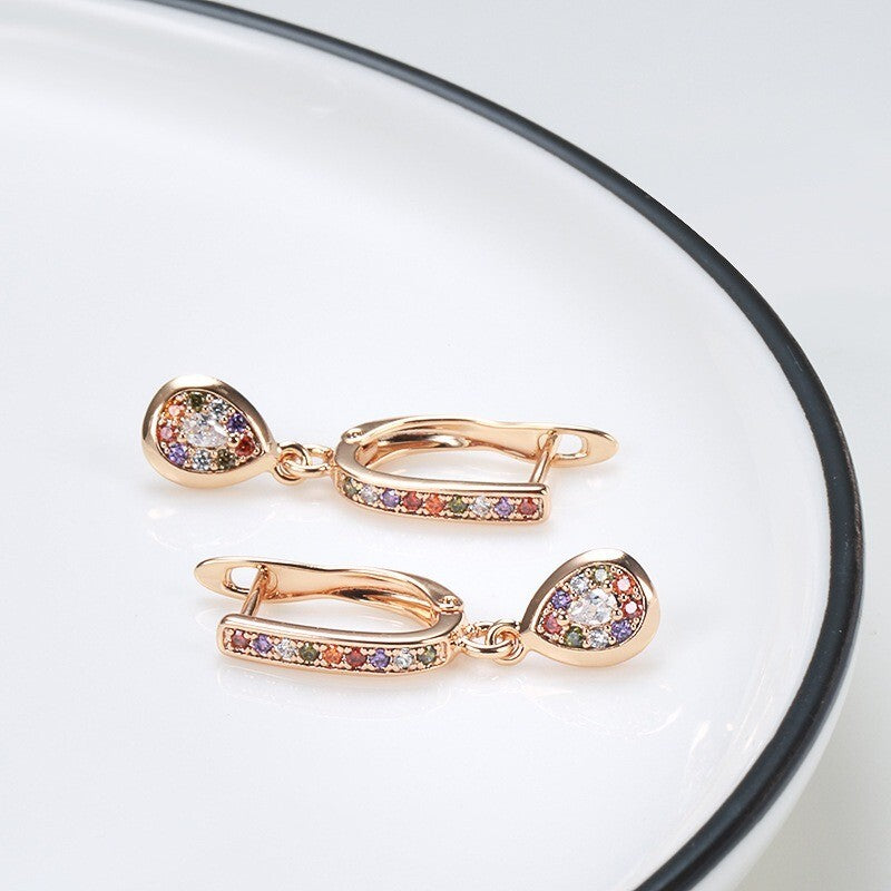 Luxus Ohrringe 585 Rolled Rosé Gold überzogen Zirkon Herzförmigen temperament l3